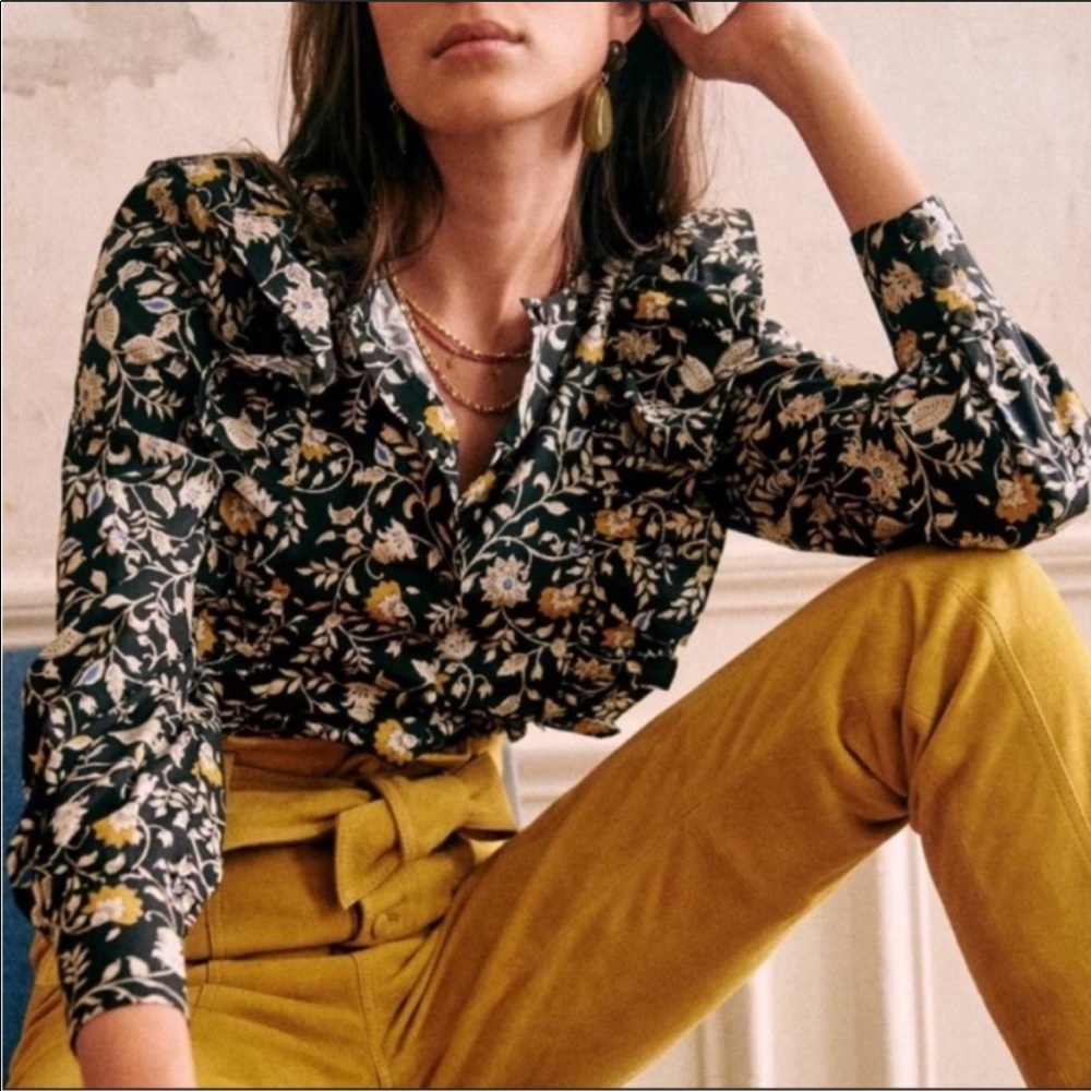 Sezane Roby blouse long sleeve ruffled button up